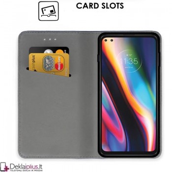 Telone smart magnet serijos atverčiamas dėklas - juodas (Motorola Moto G 5G Plus)
